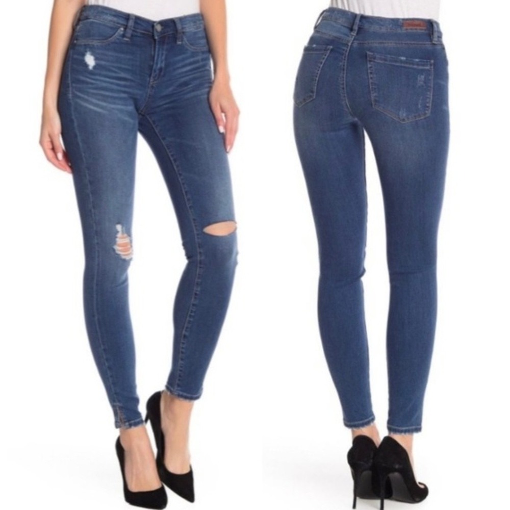 Blank NYC The Mercer Distressed Skinny Jeans Stretch‎ Ankle Slits Size 30